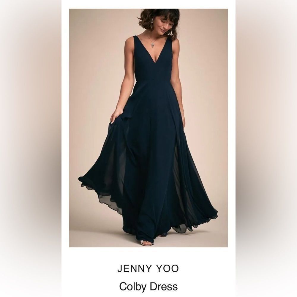 Jenny Yoo Colby Dress Size 8 featured in a deep Navy Blue BHLDN